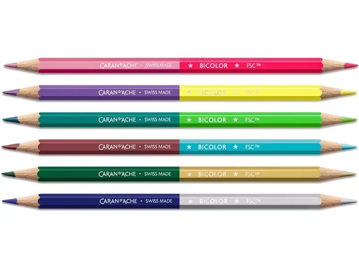[90351557 1718344] Caran d'Ache Farbstifte Bicolor Claim Your Style 5, 12 Farben, 6 Stifte