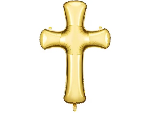 [90351611 1706070] Partydeco Folienballon Kreuz Gold, 103.5 x 74.5 cm