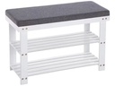 Songmics Schuhregal mit Bank aus Bambus, Grau/Weiss
