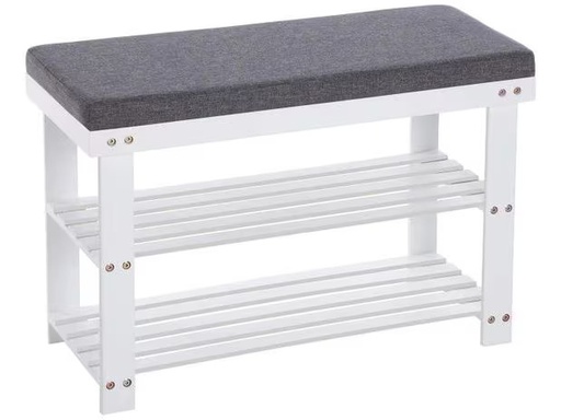 [90352692 1727035] Songmics Schuhregal mit Bank aus Bambus, Grau/Weiss