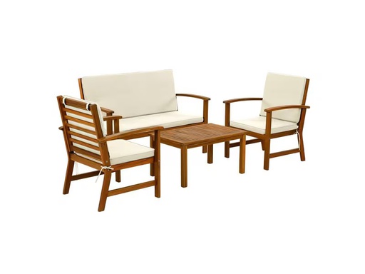 [90352701 1604629] COCON Loungeset Lausanne, Braun/Weiss, 4 Sitzplätze