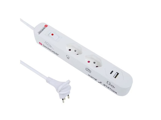 [90352736 1713065] SKROSS Steckdosenleiste 2 x T13, USB-A+C, mit Schalter, 1.5 m