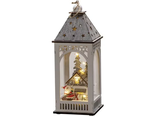 [90353113 1685302] Konstsmide LED Holzlaterne Haus, 11 x 11 x 29 cm, Weiss