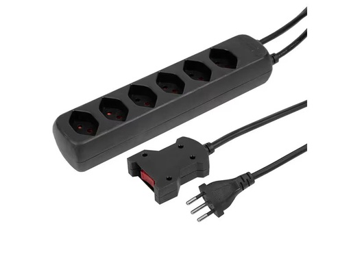 [90354125 1733349] STEFFEN Steckdosenleiste POWER EASY 6xT13 mit Kabelschalter Schwarz