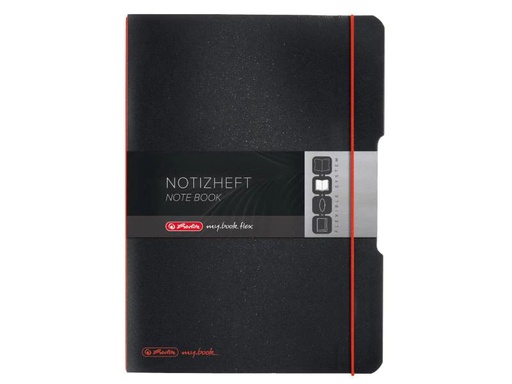[90055657 301960] Herlitz Notizheft my.book flex A5, Kariert, Rot/Schwarz