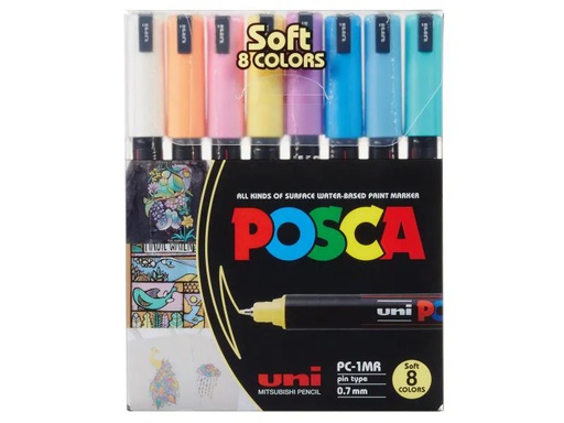 [90055687 1004352] Uni Permanent-Marker POSCA Softcolors 0.7 mm, 8 Stück