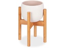 relaxdays Pflanzenständer verstellbar 35.5 cm, Hellbraun