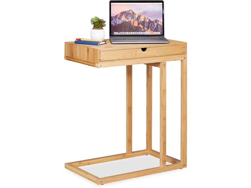 [90359589 1720792] relaxdays Beistelltisch mit Schubfach 55 cm x 68 cm, Hellbraun