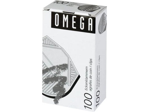 [90056115 960720] Omega Eckenklammer 100 Stück, Silber metallic