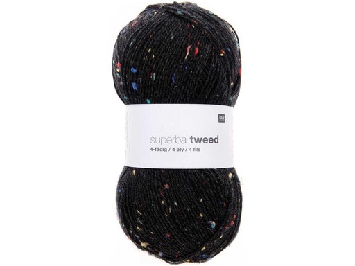 [90056528 1156855] Rico Design Wolle Soft Tweed für Socken 4-fädig, 100 g, Schwarz