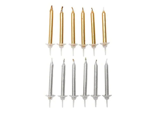 [90057083 988308] Rico Design Kerze Geburtstag 24 Stück, Gold/Silber