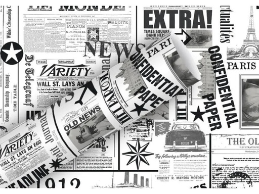 [90057712 546889] Braun + Company Geschenkpapier News Schwarz, 70 cm x 2 m