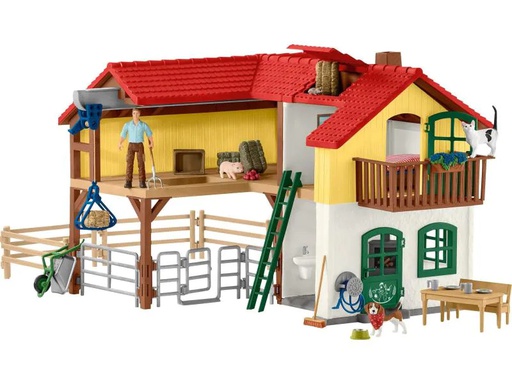 [90059134 958305] Schleich Spielfigurenset Farm World Bauernhaus mit Stall und Tieren