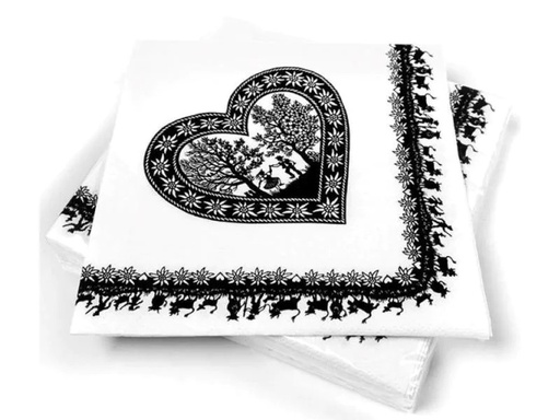 [90059484 1076471] Trendform Papierservietten SWISS HEART 20 Stück, Schwarz/Weiss
