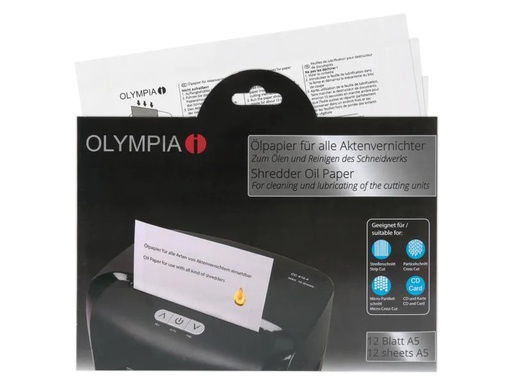 [90005981 534250] Olympia Ölpapier für Aktenvernichter Ölpapier, 12 Blatt  12 Stück