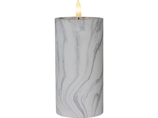 [90060138 1160564] Star Trading LED-Kerze Pillar Flamme Marble Ø 7.5 x 17.5 cm, Grau