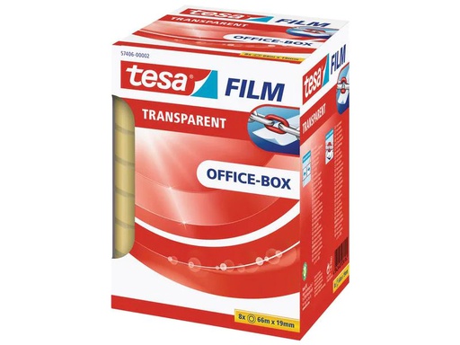 [90060508 459849] tesa Klebeband 19 mm x 66 m, Transparent, 8 Rollen