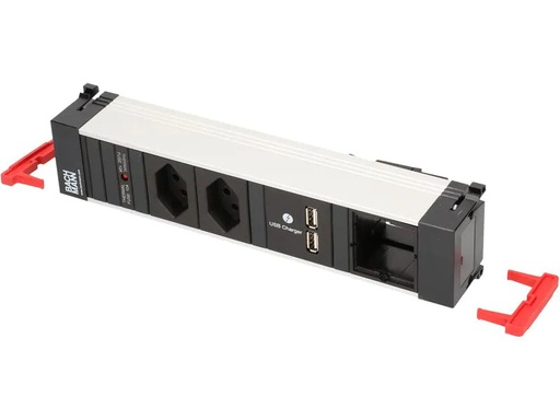 [90006045 1208211] Bachmann Einbausteckerleiste POWER FRAME 2x T13, USB, Custom-ABD Leer