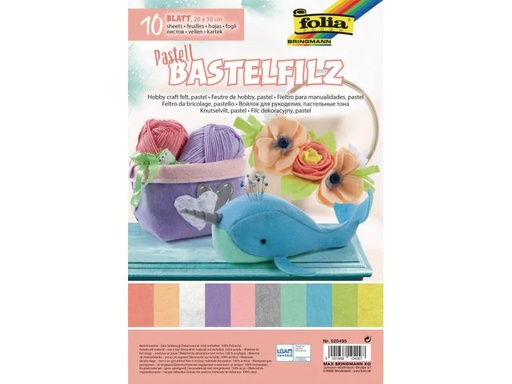 [90060826 982434] Folia Filz-Bastelset 20 x 30 cm Pastell, 10 Bogen