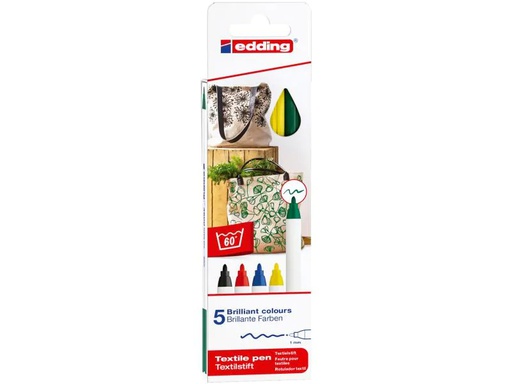 [90061100 966619] edding Textilmarker 4600 Basic, 5 Stück