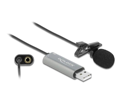 [90061376 1196899] Delock Mikrofon USB Krawatten/Lavier, Omnidirektional 24Bit/192Khz