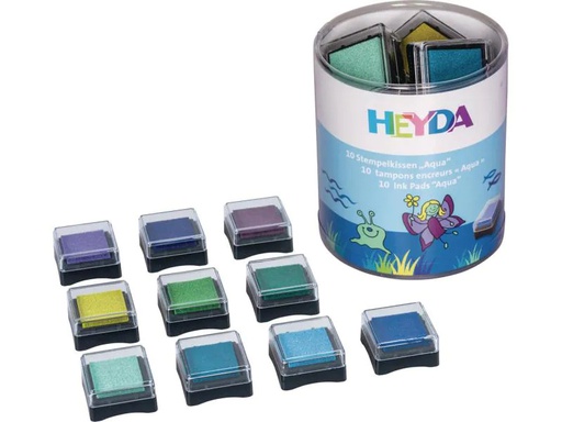 [90062009 797999] Heyda Stempelkissen Set Aqua Mehrfarbig, 10 Stück