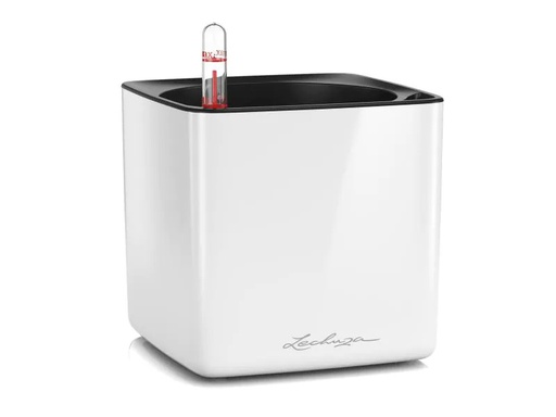 [90062682 860451] Lechuza Blumentopf CUBE Glossy 14 Weiss glanz