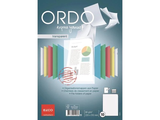 [90063324 868536] ELCO Sichthülle Ordo A4 Transparent Weiss, 10 Stück