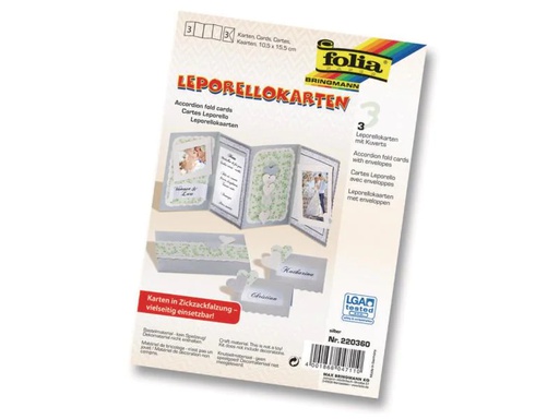 [90063442 565596] Folia Leporello-Karten 300g/m2 Silber