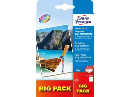 [90063555 926330] Avery Zweckform Fotopapier Inkjet Superior 10 x 15 cm 200 g/m² 100 Stück