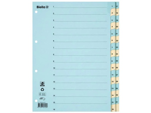 [90063772 555769] Biella Register A4 1 - 31 Karton