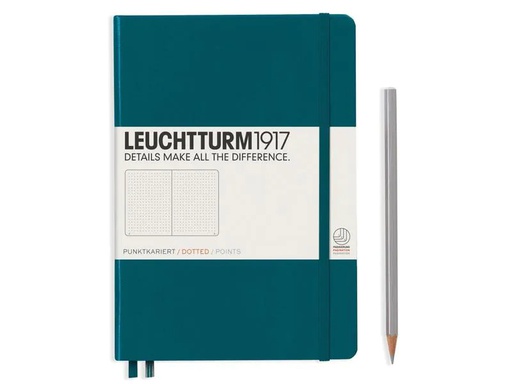 [90006377 1149930] Leuchtturm Notizbuch Medium A5, Dot,  2-teilig, Pacific Grün
