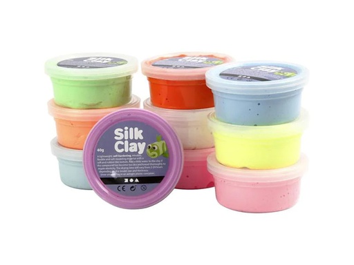 [90064880 659283] Creativ Company Modellier-Set Silk Clay 10 x 40 g Mehrfarbig