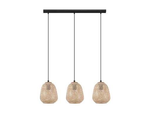 [90064947 1100794] EGLO Leuchten Pendelleuchte DEMBLEBY 3x E27, Schwarz/Natur