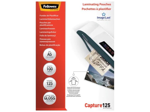 [90065258 56606] Fellowes Laminierfolie A5, 125 µm, 100 Stück, Glänzend