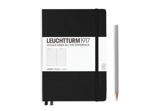 [90065332 678461] Leuchtturm Notizbuch Medium A5, Liniert, 2-teilig, Schwarz