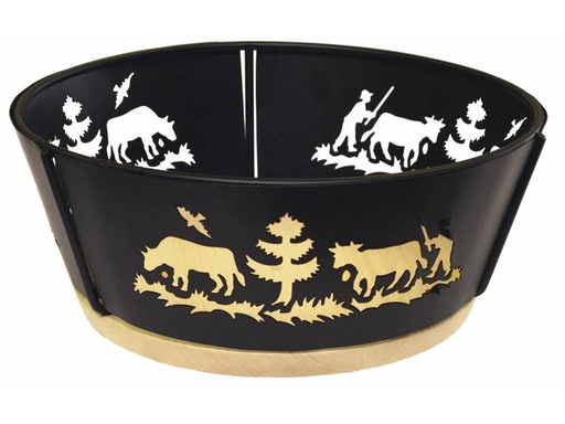 [90065579 502414] Heidi Cheese Line Fondue-Brotkorb Alpes Ø 25 cm Braun/Schwarz