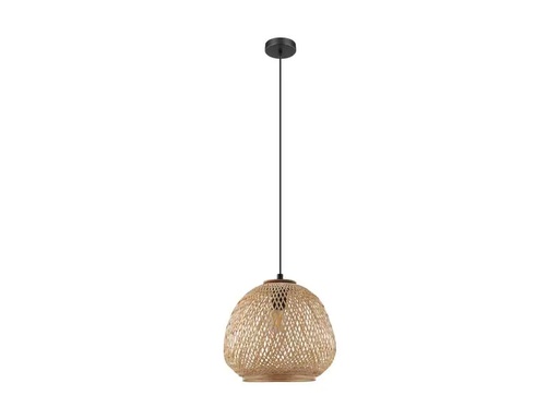 [90065612 1100793] EGLO Leuchten Pendelleuchte DEMBLEBY 1x E27, Schwarz/Natur