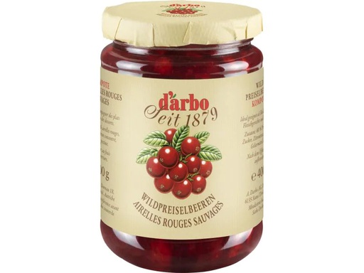 [90065674 932732] D'arbo Glas Wildpreiselbeeren Kompott 400 g