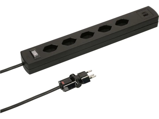 [90066306 1181317] Max Hauri Steckdosenleiste SafetyLine 5x T13 mit USB A C, schwarz