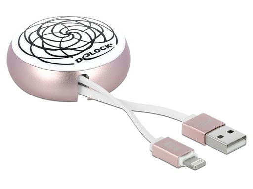 [90066408 1101737] Delock USB 2.0-Kabel mit Autorollfunktion USB A - Lightning 0.92 m