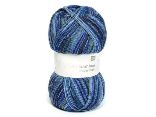 [90066558 1156806] Rico Design Wolle Bamboo für Socken 4-fädig, 100 g, Blau