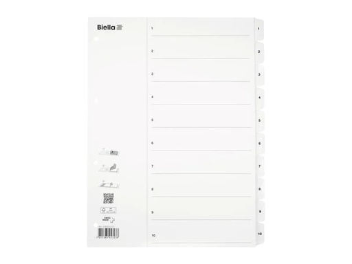 [90066631 555777] Biella Register A4 1 - 10 Karton weiss