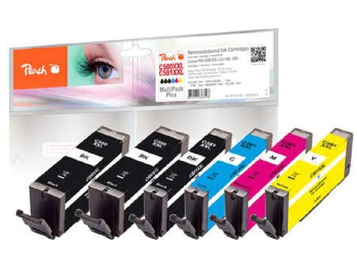 [90066698 1142522] Peach Tintenset Canon PGI-580XXL / CLI-581XXL 2x BK, 1x PBK/C/M/Y