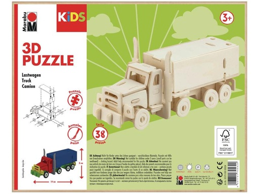 [90066725 994500] Marabu Holzartikel 3D Puzzle, Truck