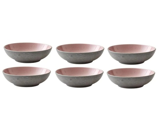 [90067372 1015155] Bitz Suppen- &amp; Pastateller Ø 20 cm, 6 Stück, Grau/Hellpink
