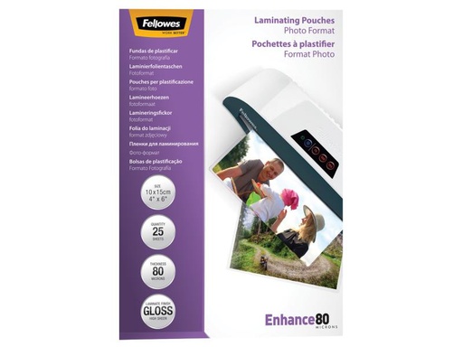 [90067452 155182] Fellowes Laminierfolie 10 x 15 cm, , 25 Stück, Glänzend