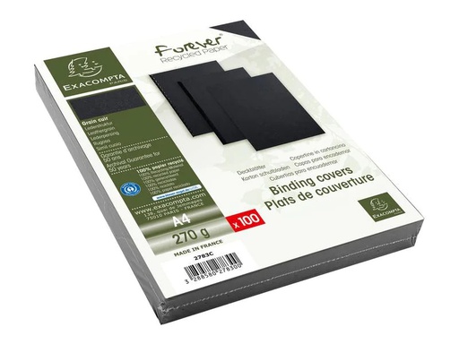[90067503 1180101] Exacompta Einbanddeckel Evercover 270 g/m², 100 Stück, Schwarz