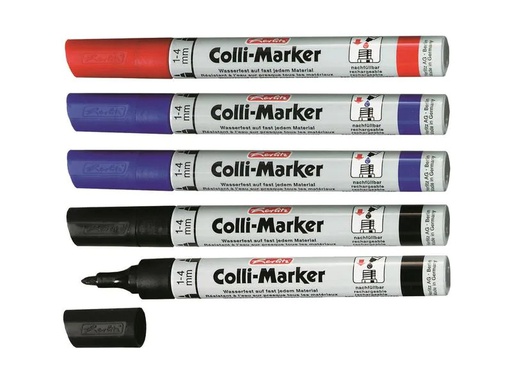 [90067708 1170336] Herlitz Flipchart-Marker Colli 1-4 mm, 5 Stück, Blau/Rot/Schwarz