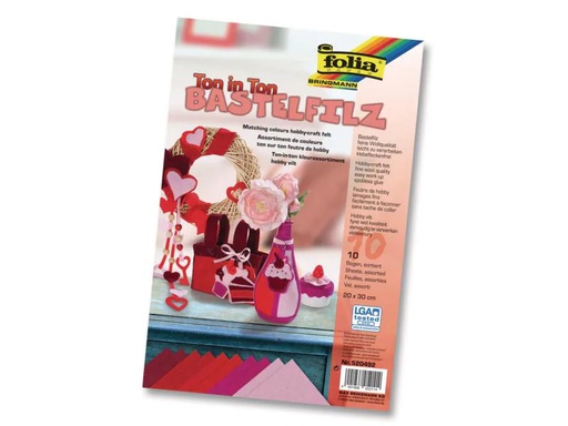 [90067815 599608] Folia Bastelfilz Ton in Ton Rot